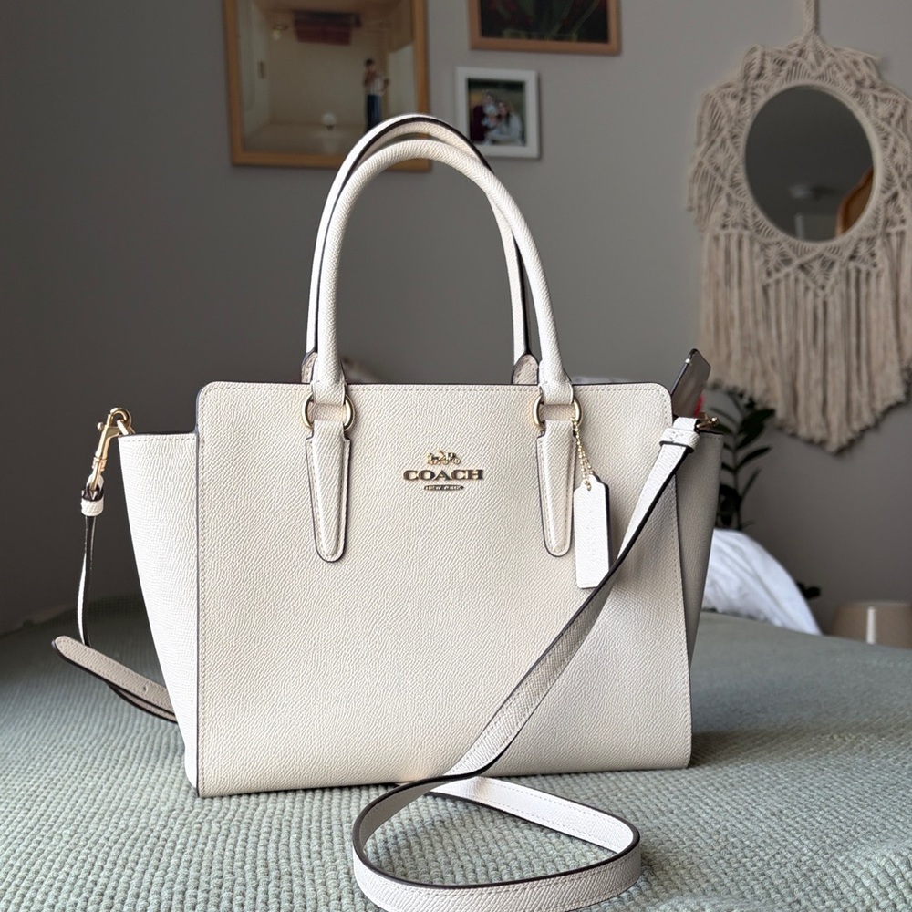 Coach Cream Leather Leah Satchel